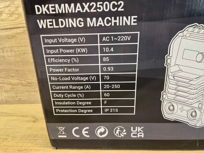 DEKO Welder 220V MMA 250A ARC Welder Electrode Holder, Work Clamp, Input Power Adapter Cable