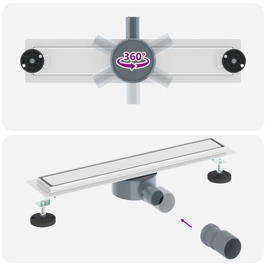Shower Drain 2-in-1 with 360 Siphon silver 60 cm