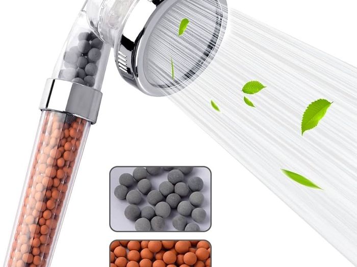 NEW SALE | Shower Head Powerful Flow with Beads Filter Pressure Boosting Shower Head Spray with 3 Modes Water Saving Bathing for Adults Children Pets Home and Gym Use