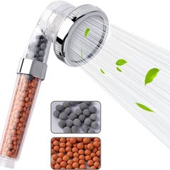 NEW SALE | Shower Head Powerful Flow with Beads Filter Pressure Boosting Shower Head Spray with 3 Modes Water Saving Bathing for Adults Children Pets Home and Gym Use