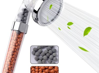 NEW SALE | Shower Head Powerful Flow with Beads Filter Pressure Boosting Shower Head Spray with 3 Modes Water Saving Bathing for Adults Children Pets Home and Gym Use