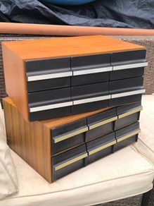 2 Vintage Retro Cassette Tape Storage Drawers / Holders