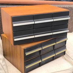 2 Vintage Retro Cassette Tape Storage Drawers / Holders