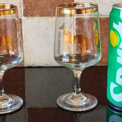 Vintage 1960's Chesterfield Trojan horse Alexander the Great Sherry glasses