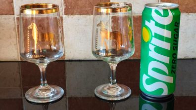 Vintage 1960's Chesterfield Trojan horse Alexander the Great Sherry glasses