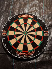 Dart board with darts