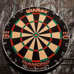 Dart board with darts