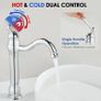 Chrome Vintage Retro Tall Tap for Bathroom Basin, High Rise Bathroom Sink Mixer Tap with 360 Swivel Spout, Brass Construction Basin Mixer Tap, Cloakroom Classic Countertop Image 4