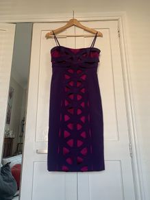 Karen Millen purple silk womens dress