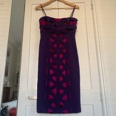 Karen Millen purple silk womens dress