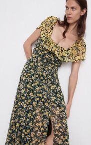 Zara floral occasion midi dress