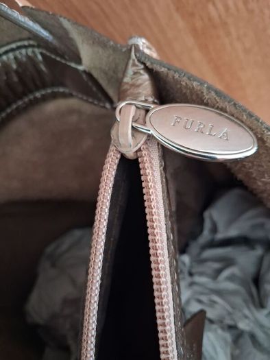 Bronze Shiny Furla Genuine Leather Bag
