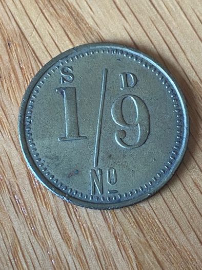 Antique Barber Token Ogee 1/9d