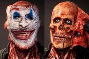 Scary Halloween Mask,Joker Double layer Ripped Mask,Halloween Full Head Skull Mask Moving Jaw,Magnetic Blood Double Mask for Halloween Costumes Party Decoration