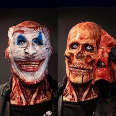 Scary Halloween Mask,Joker Double layer Ripped Mask,Halloween Full Head Skull Mask Moving Jaw,Magnetic Blood Double Mask for Halloween Costumes Party Decoration