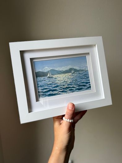 Original Handmade Framed Wall Art | Coastal Home Decor | Small framed painting | Sailing Ocean Decor