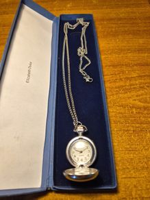Vintage Locket Watch Pendant with Floral Theme. New Batteries.
