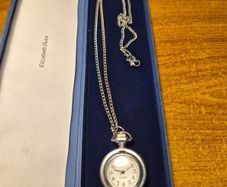 Vintage Locket Watch Pendant with Floral Theme. New Batteries.