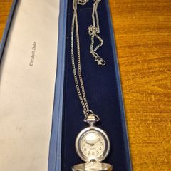 Vintage Locket Watch Pendant with Floral Theme. New Batteries.