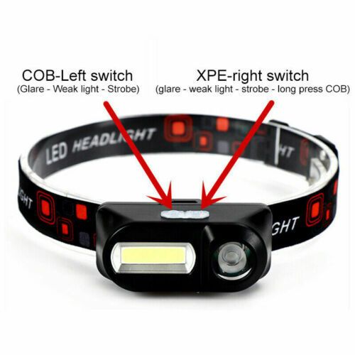 6 Modes USB Rechargeable COB LED Headlamp Headlight Light Torch Flashlight