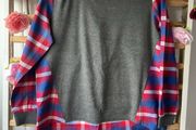 Grey round neck with flannel contrast size 10