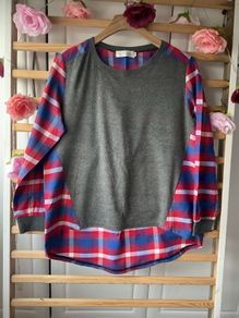 Grey round neck with flannel contrast size 10