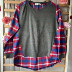 Grey round neck with flannel contrast size 10