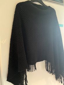 Black Fringe Poncho