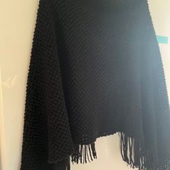 Black Fringe Poncho