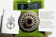 Scottish 1981 Celtic Pewter Traditionally Handmade Brooch Purple Crystal