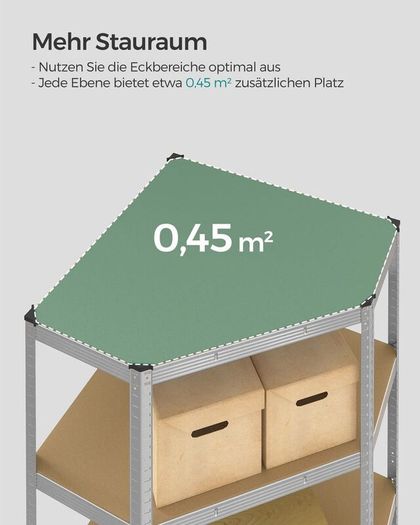 Heavy Duty Corner Shelving Unit 875kg 5 Tier Garage Storage Shelf Silver Natural Beige