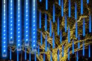 LED Meteor Shower Rain Lights, Rilitor Falling Rain Lights Waterproof 192 LEDs 8 Tubes 11.8 inch Drop Icicle Fairy String Lights for Christmas Halloween Holiday Party Patio Outdoor