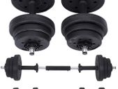 _Adjustable Plastic Dumbbell Set with Connecting Steel Tube Dumbbell Set 20 kg 30 kg Workout Fitness Training 1 Pair