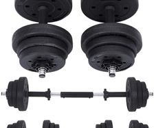 _Adjustable Plastic Dumbbell Set with Connecting Steel Tube Dumbbell Set 20 kg 30 kg Workout Fitness Training 1 Pair
