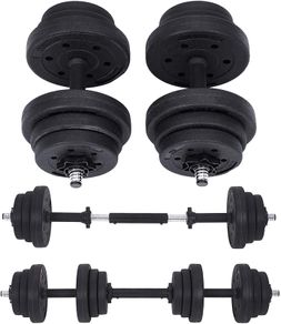 _Adjustable Plastic Dumbbell Set with Connecting Steel Tube Dumbbell Set 20 kg 30 kg Workout Fitness Training 1 Pair