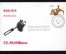 1979 Ireland Irish Art (Seakted Figure by FE McWilliam Commemorative Stamp First Day Cover (FDC) with Kilkenny (Cill Chainnigh) cancel