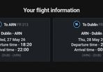 Flight Ticket - Dublin to Stockholm Return