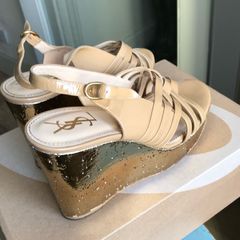 YSL Gold Wedge Platform Heels