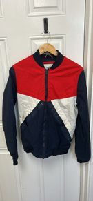 Tommy Hilfiger Bomber Jacket Mens Large Multicoloured Lightweight Nylon Zip Up