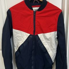Tommy Hilfiger Bomber Jacket Mens Large Multicoloured Lightweight Nylon Zip Up