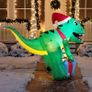 152CM Dinosaur Christmas Inflatable Decoration, Blow Up Dino Inflatable Build-in LEDs Light Up Giant Christmas Yard Decor for Xmas Holiday Outdoor Garden Decoration Image 4