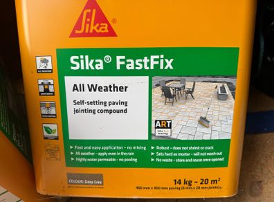 Sika Fast Fix Self setting paving jointing compound. Colour Deep Grey