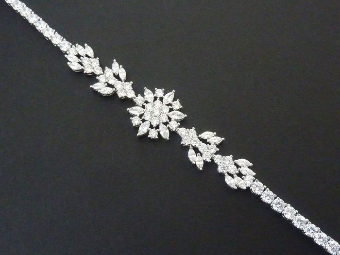 Art Deco Vintage Style Wedding Bridal Crystal Silver Bracelet