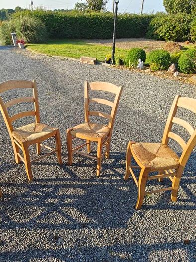 6 Wooden Wicker Dining Table Chairs