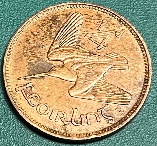 1928 Irish Free State Shilling & Farthing High-Grade EF/AU Rare Detail