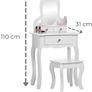 Girls Dressing Table (Age 3-7yrs) With Mirror and Stool, Ideal Present for Girls, Kids Dressing Vanity Table Set with Crystal Knobs and Chair, Children's Dressing Tables Image 2