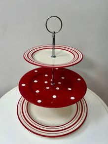 Laura Ashley Red Spot & Stripe 3 Tier Cakestand