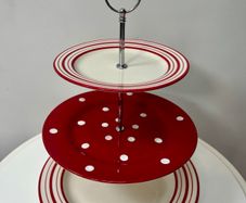 Laura Ashley Red Spot & Stripe 3 Tier Cakestand