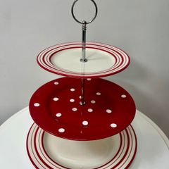 Laura Ashley Red Spot & Stripe 3 Tier Cakestand