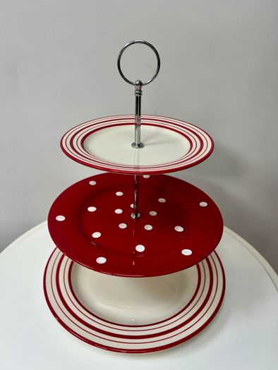 Laura Ashley Red Spot & Stripe 3 Tier Cakestand